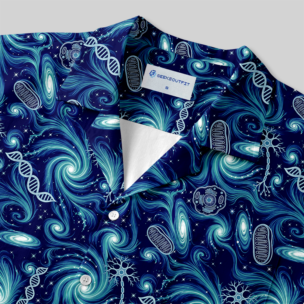 Cosmic Biology Galaxy Neuron DNA Button Up Pocket Shirt