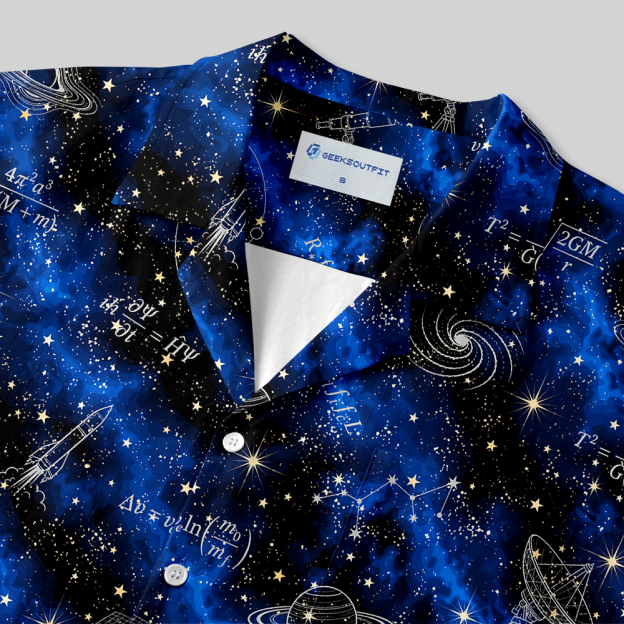 Nebula Space Astrophysics Constellation Button Up Pocket Shirt