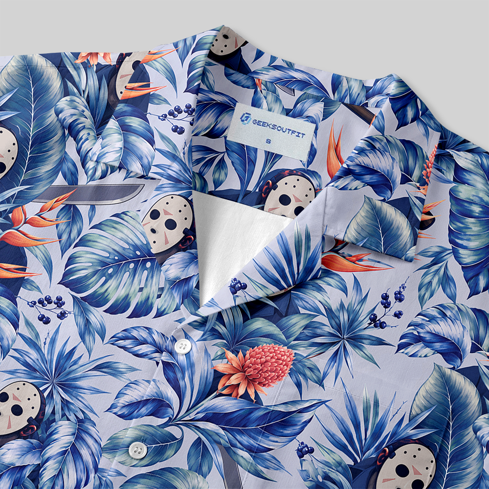 Tropical Spooky Horror Pattern Button Up Pocket Shirt