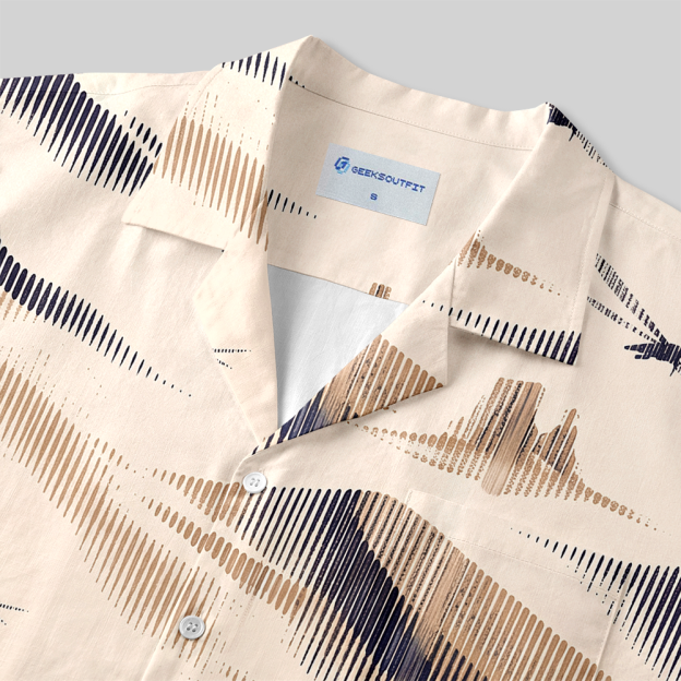 Vintage Topographic Contour Map Sketch Button Up Pocket Shirt