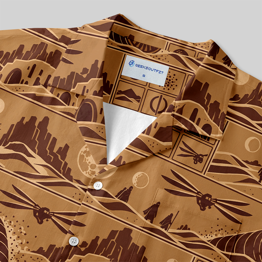 Art Nouveau Alien Desert Scifi Button Up Pocket Shirt