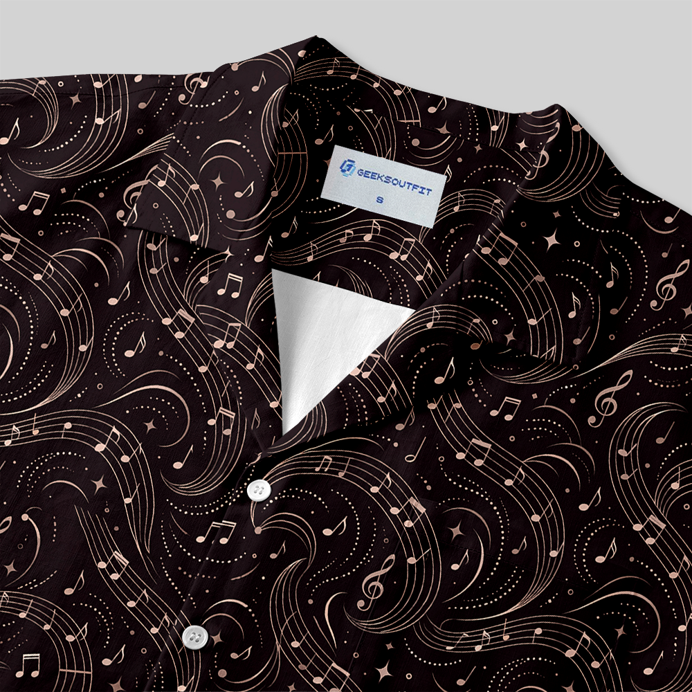 Cosmic Musical Notes Seamless Button Up Pocket Shirt