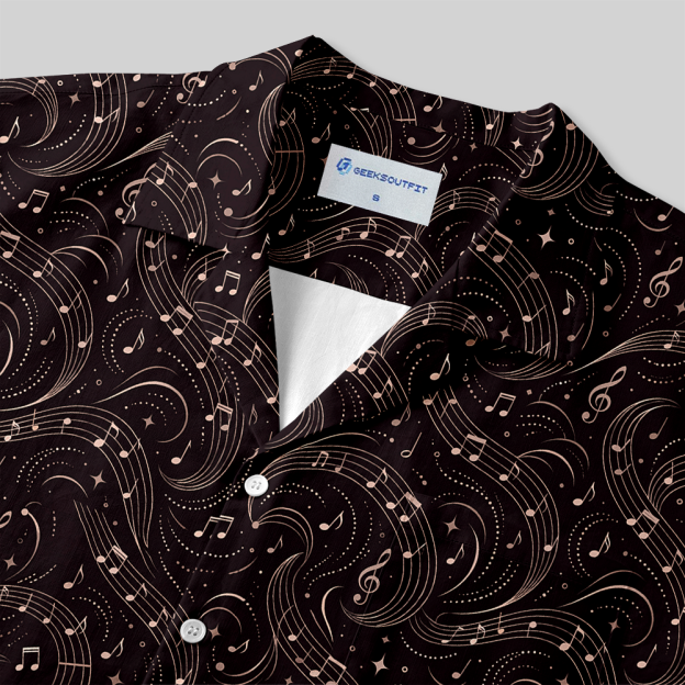 Cosmic Musical Notes Seamless Button Up Pocket Shirt