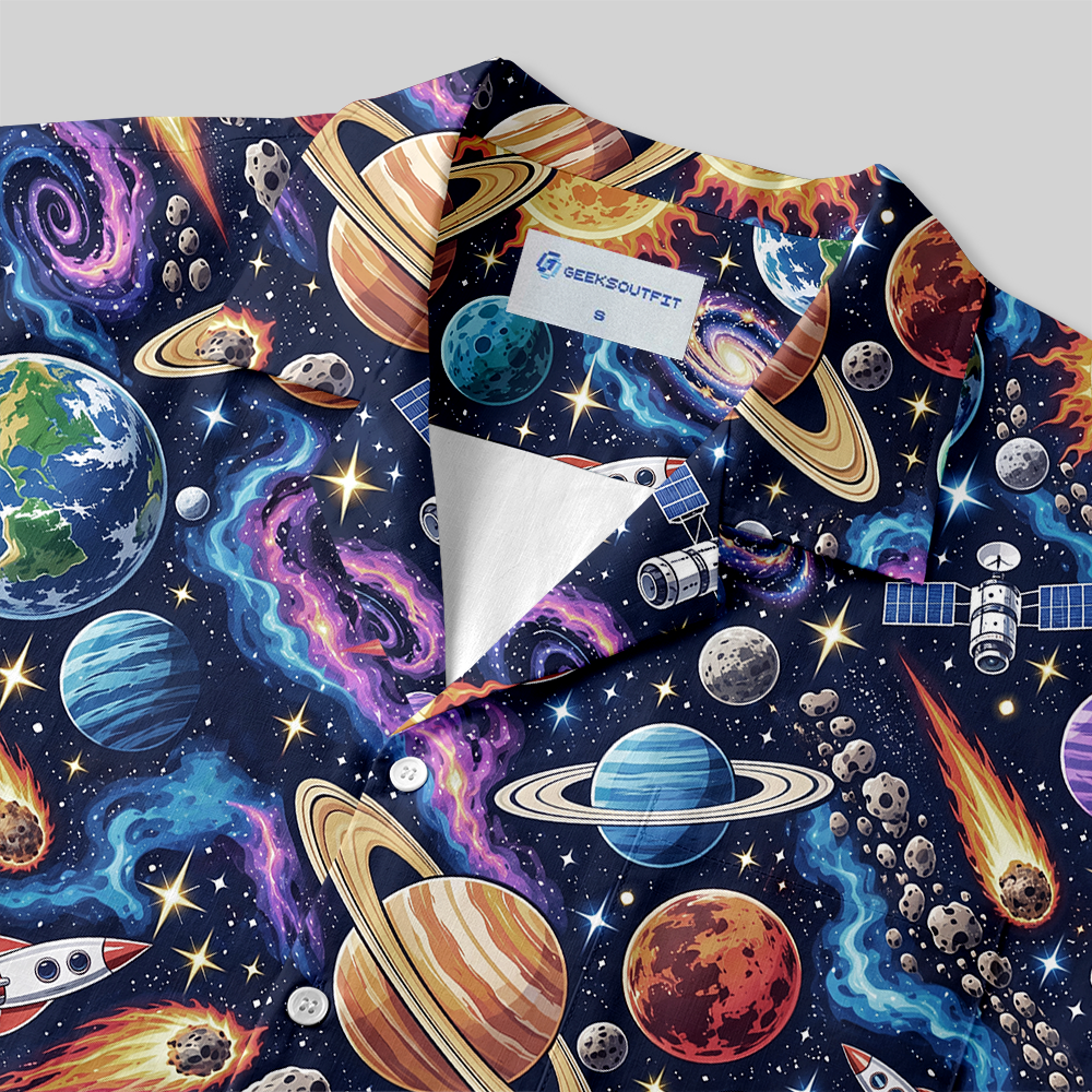 Outer Space Galaxy Button Up Pocket Shirt