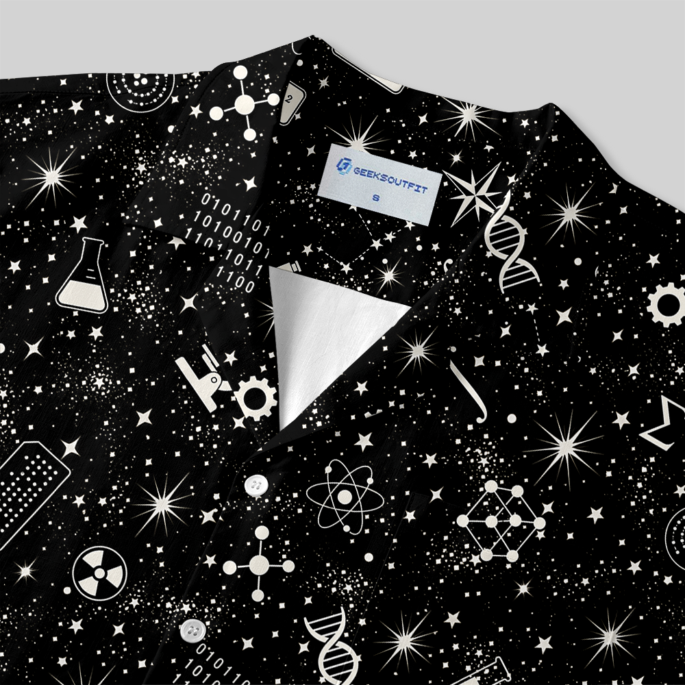 Scientific Cosmos Line Drawing Button Up Pocket Shirt