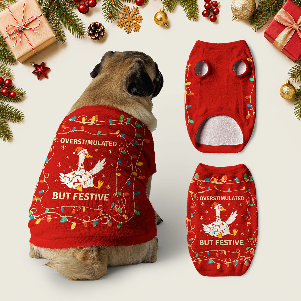 Overstimulated But Festive Geek Christmas Ugly Pet Sweater