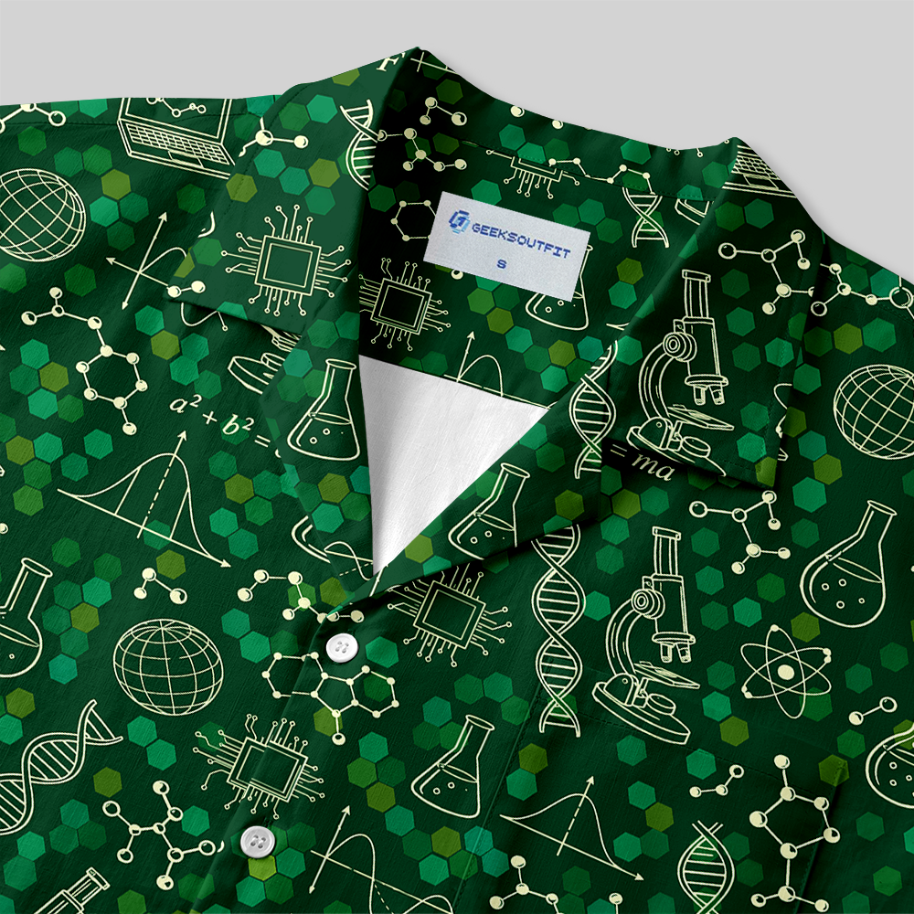 Green STEM Equation Series Button Up Pocket Shirt