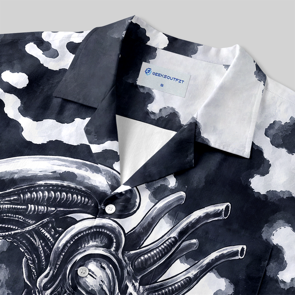 Ink Cloud Extraterrestrial Beast Series Button Up Pocket Shirt