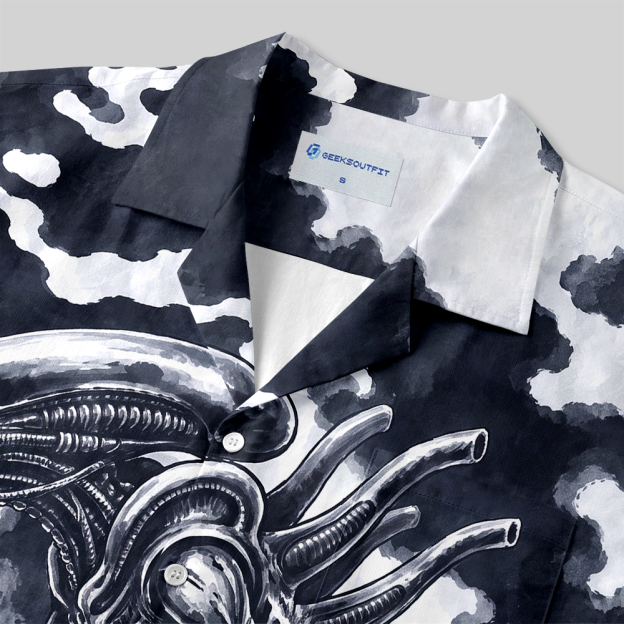 Ink Cloud Extraterrestrial Beast Series Button Up Pocket Shirt