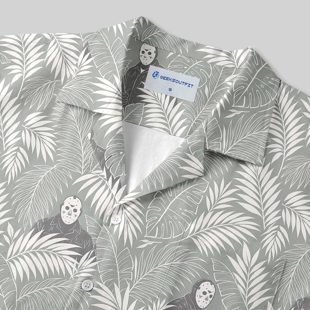 Neutral Tone Tropical Mask Button Up Pocket Shirt