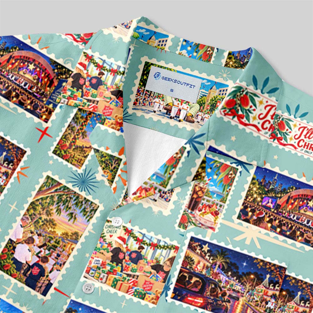 Sunny Christmas Memories Button Up Pocket Shirt