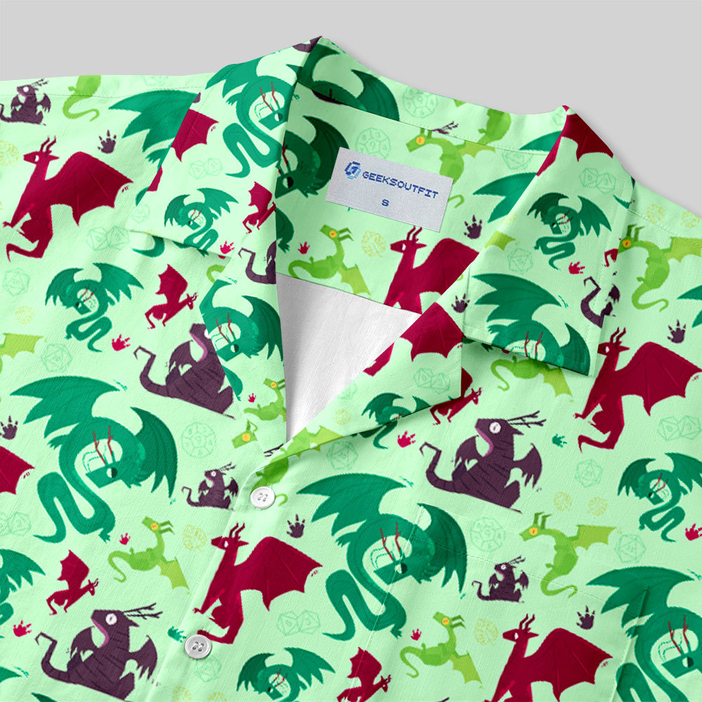 D&D Dragons Pistachio Green Button Up Pocket Shirt