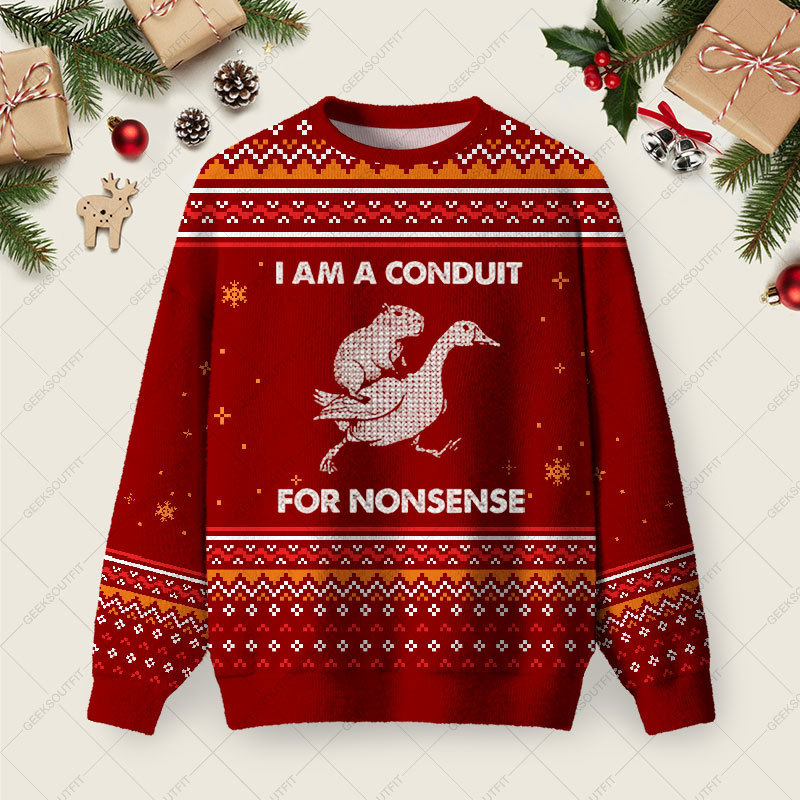 Geeksoutfit For Nonsense Ugly Christmas Fuzzy Fleece Sweatshirt for Sale