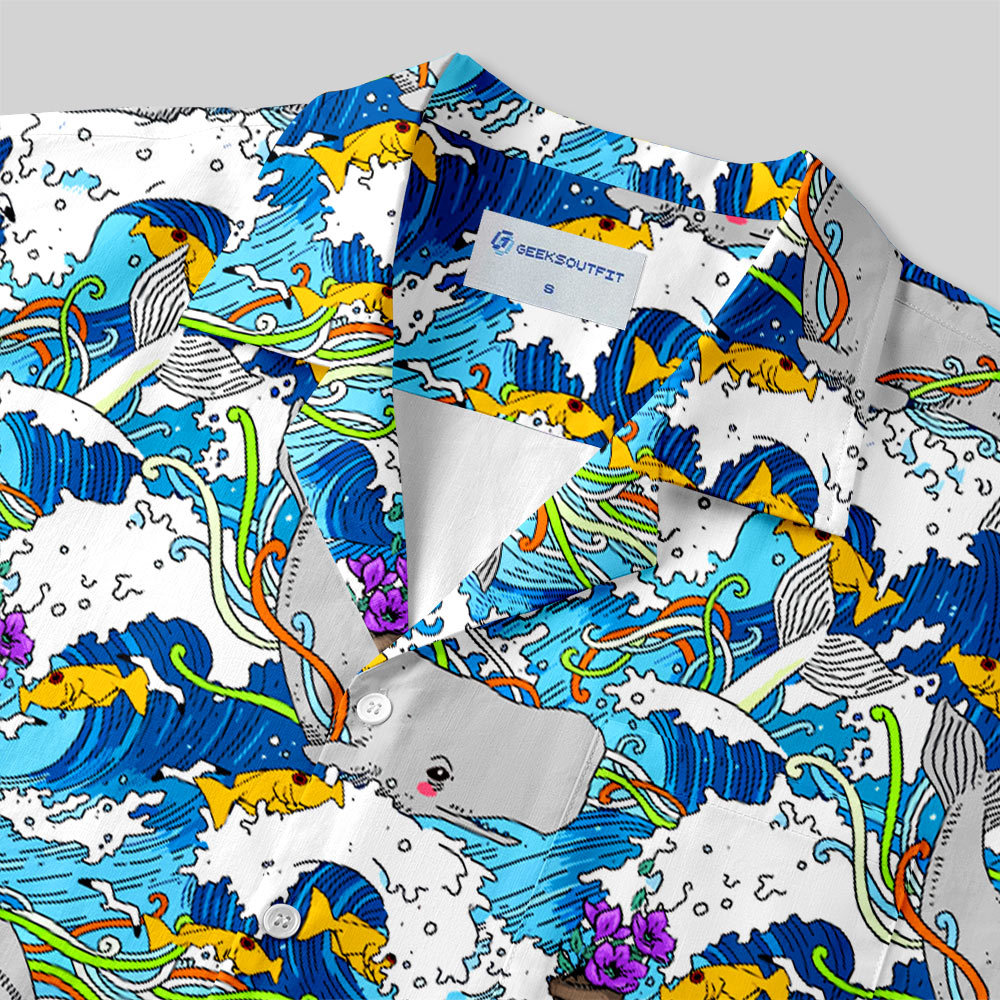 Answer to Everything Waves Button Up Pocket Shirt