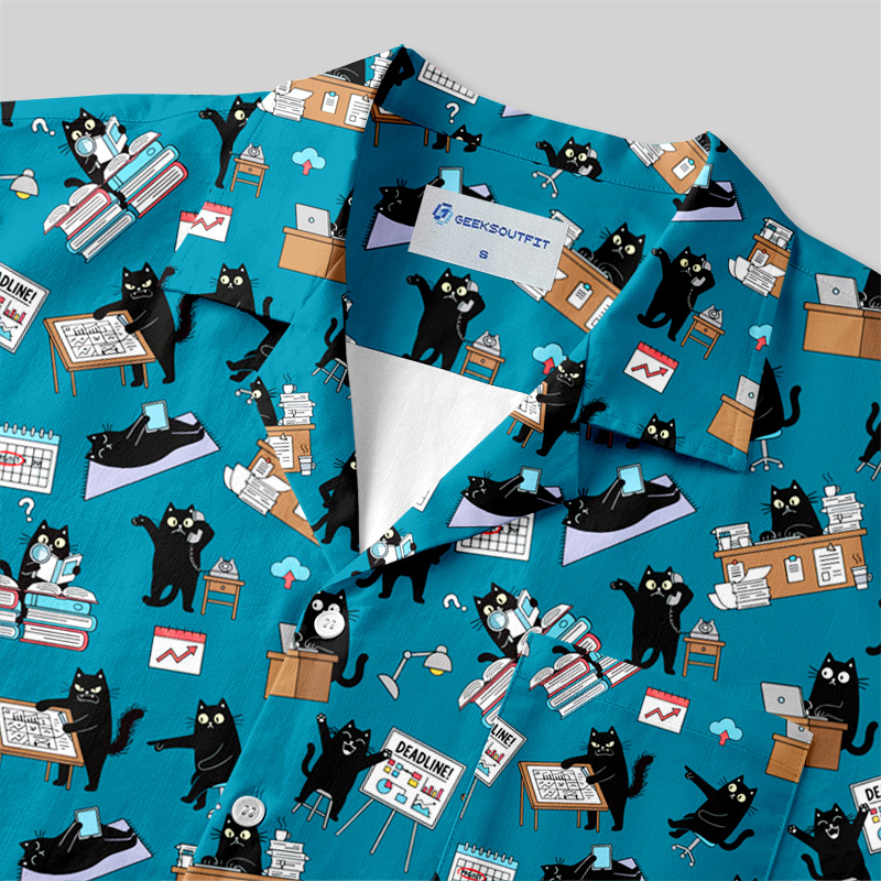 Busy Cat Chronicles Button Up Pocket Shirt