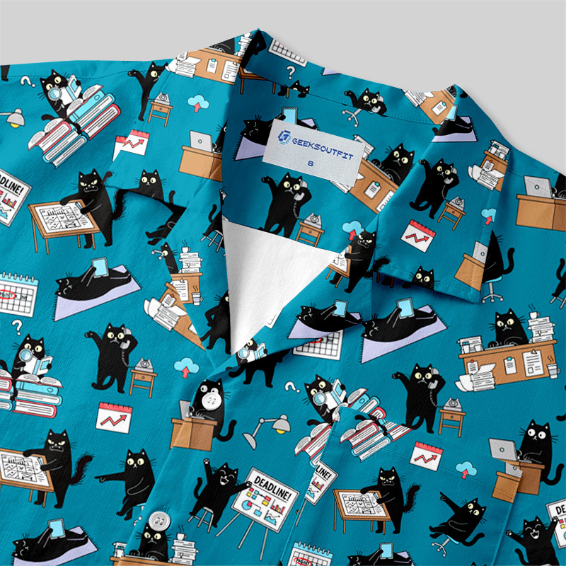 Busy Cat Chronicles Button Up Pocket Shirt