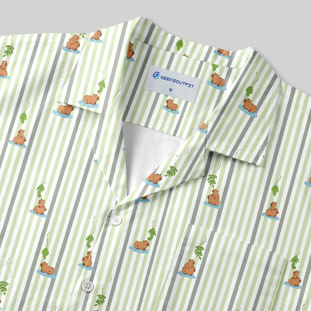 Capybara Snack Lure Button Up Pocket Shirt