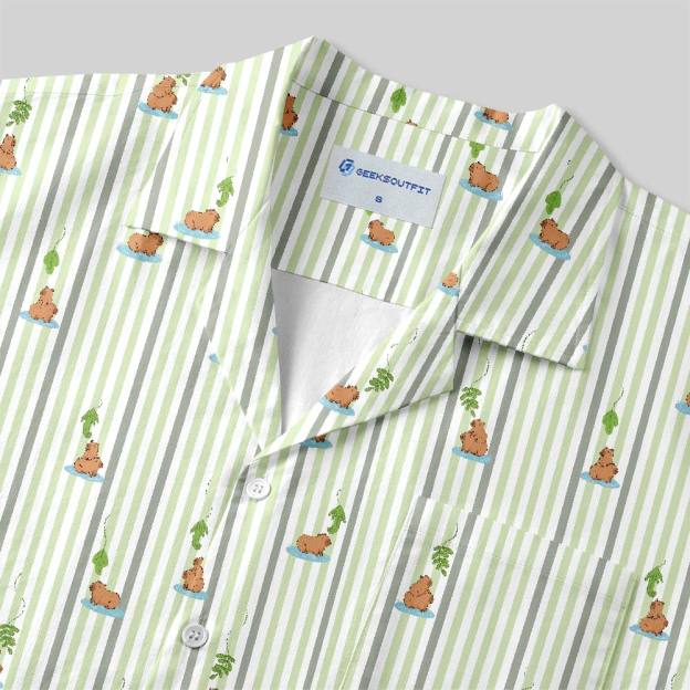 Capybara Snack Lure Button Up Pocket Shirt