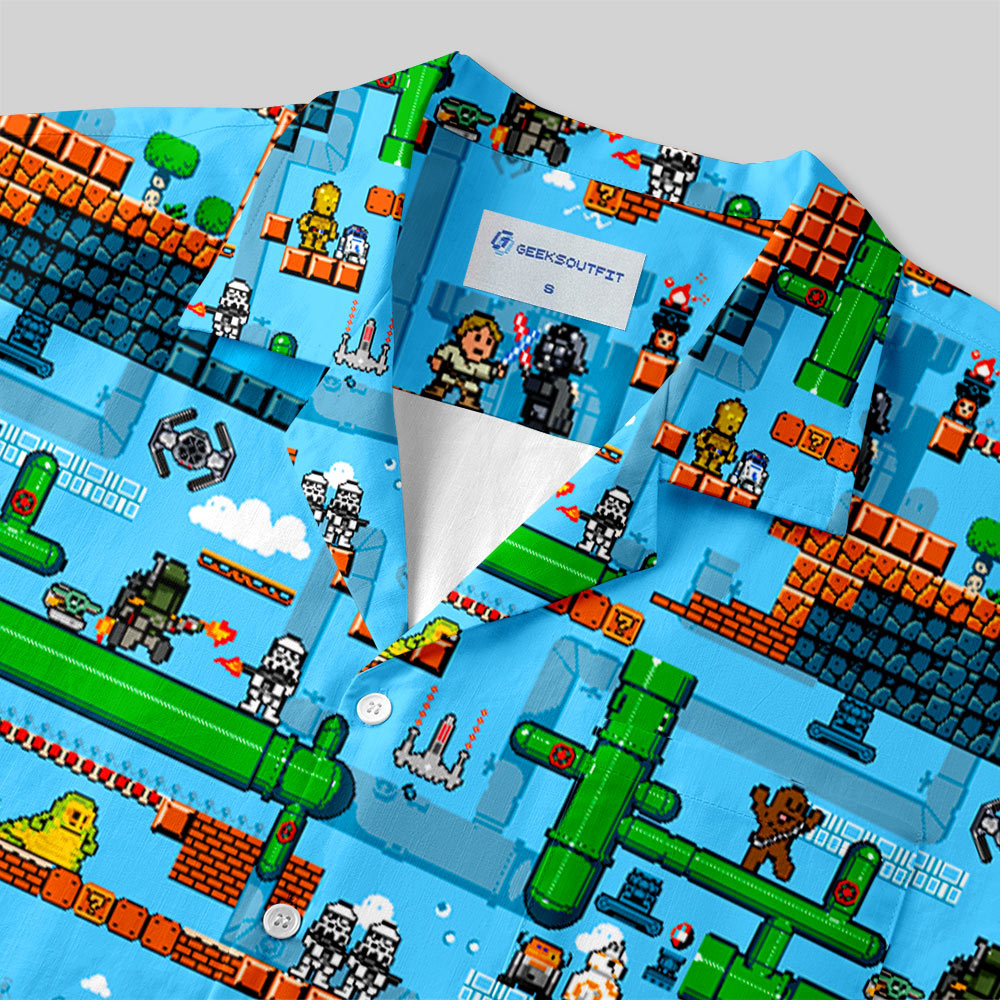 Classic Plumber Game Button Up Pocket Shirt