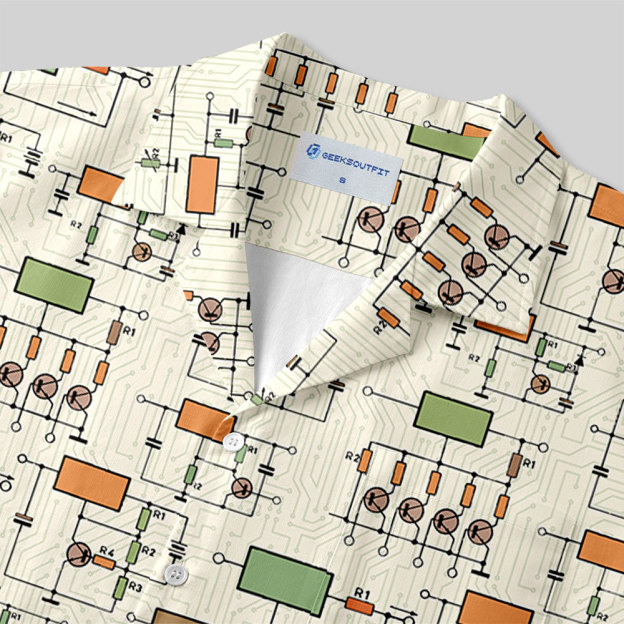 Retro Circuit Button Up Pocket Shirt