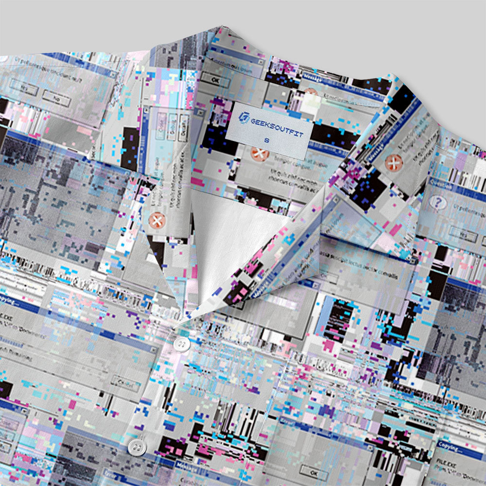 Glitch Error Screen Button Up Pocket Shirt