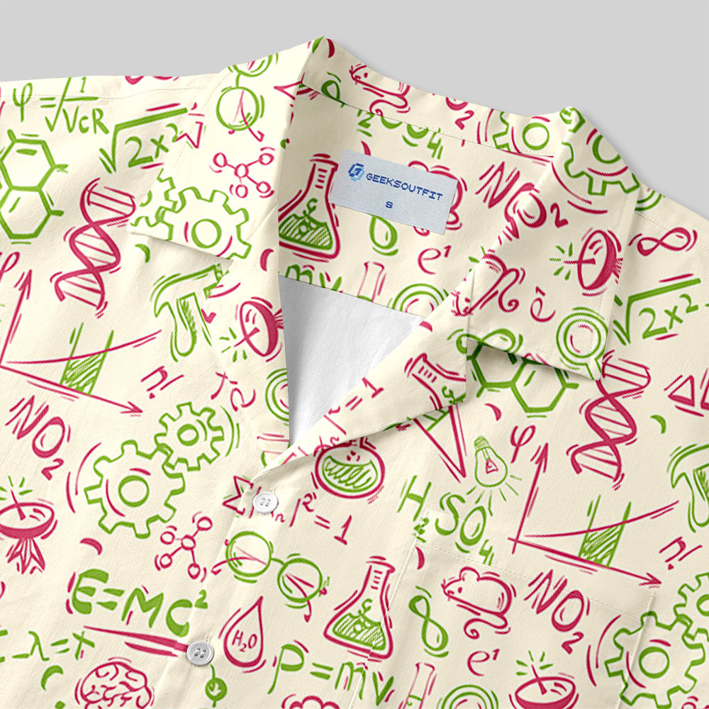 Science Symbols Button Up Pocket Shirt