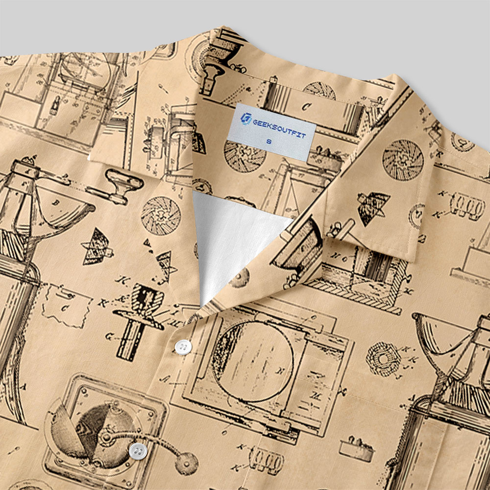 Manual Coffee Grinder Blueprint Button Up Pocket Shirt