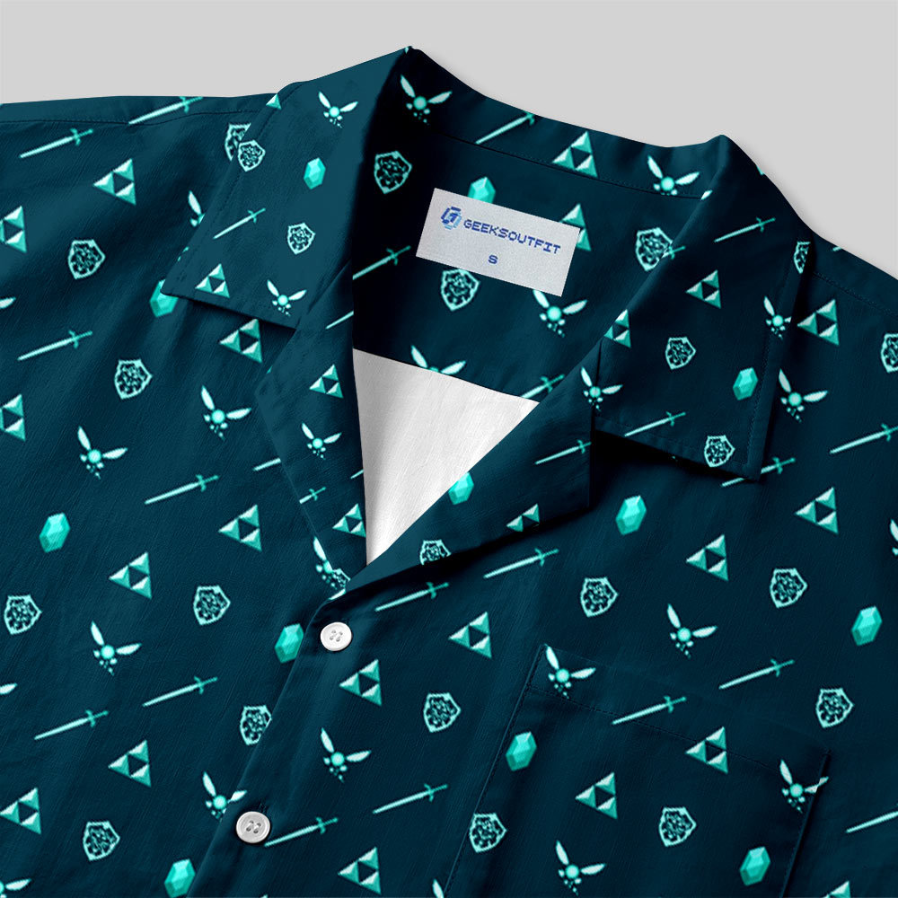 Retro Game Icons Button Up Pocket Shirt