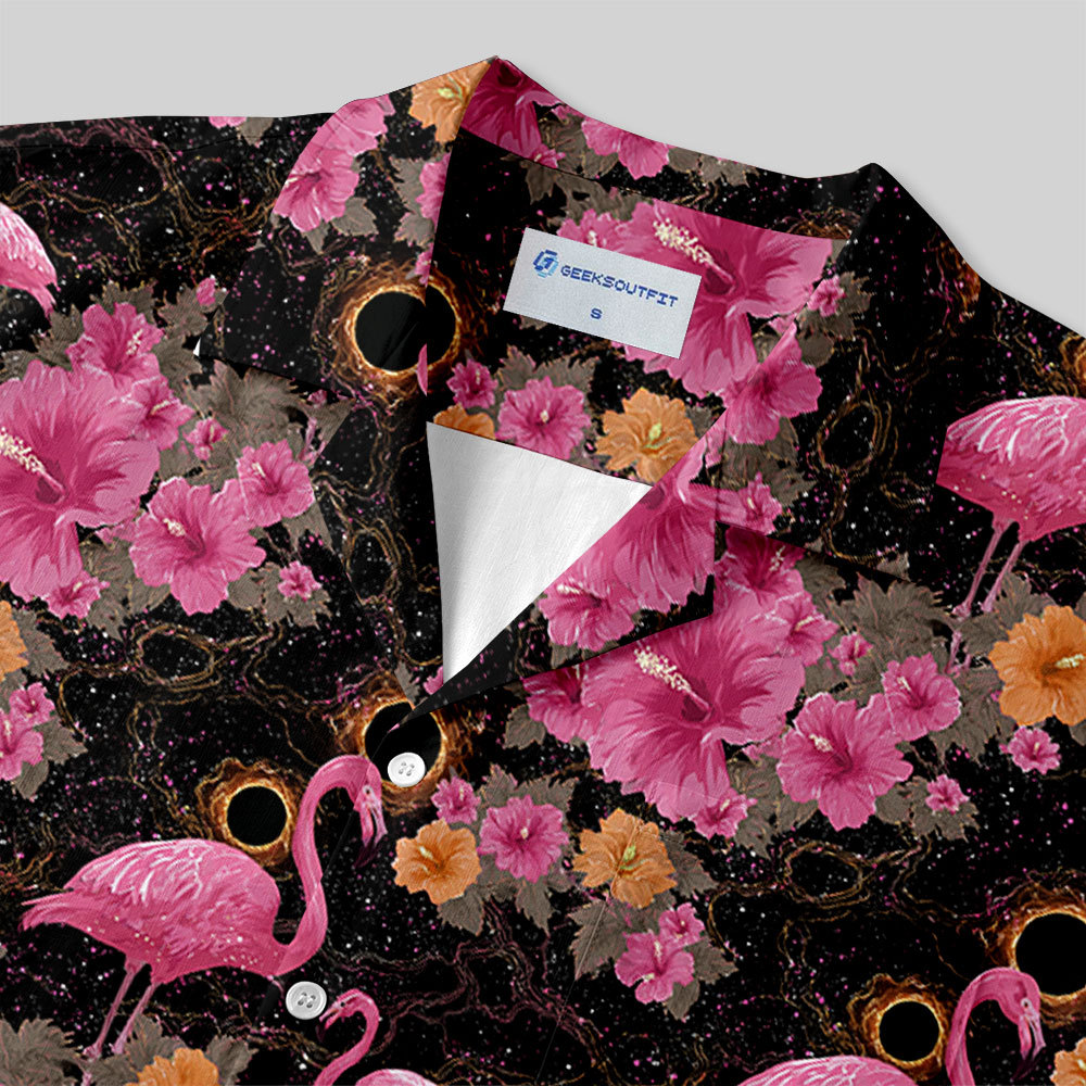 Cosmic Flamingo Button Up Pocket Shirt