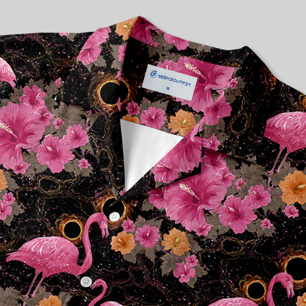 Cosmic Flamingo Button Up Pocket Shirt