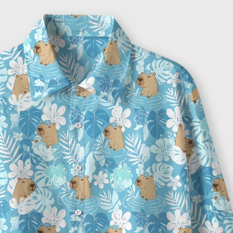 Capybara in Tropical Paradise Geek Long-Sleeved Shirt