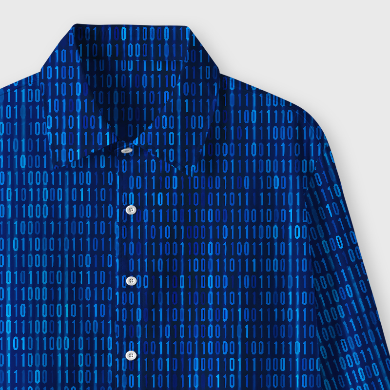 Binary Computer 1s and 0s Blue Geek Long-Sleeved Shirt