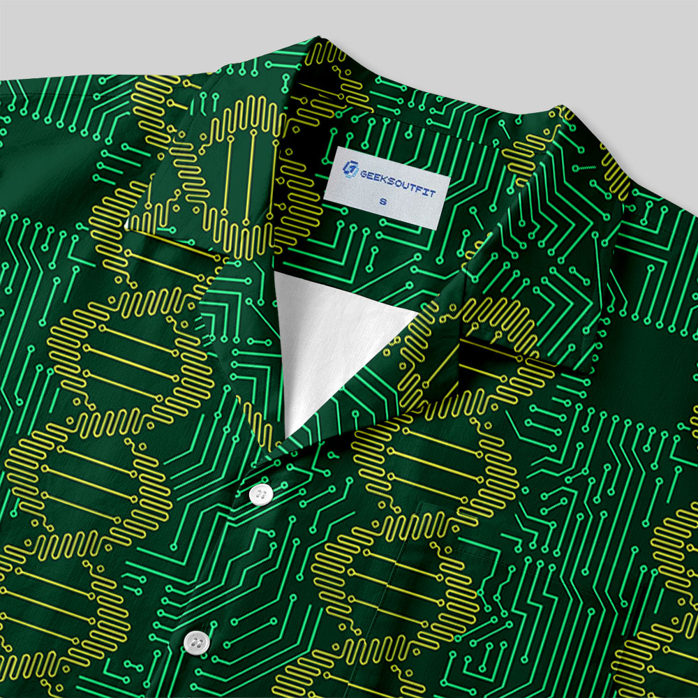 DNA Circuit Board Button Up Pocket Shirt
