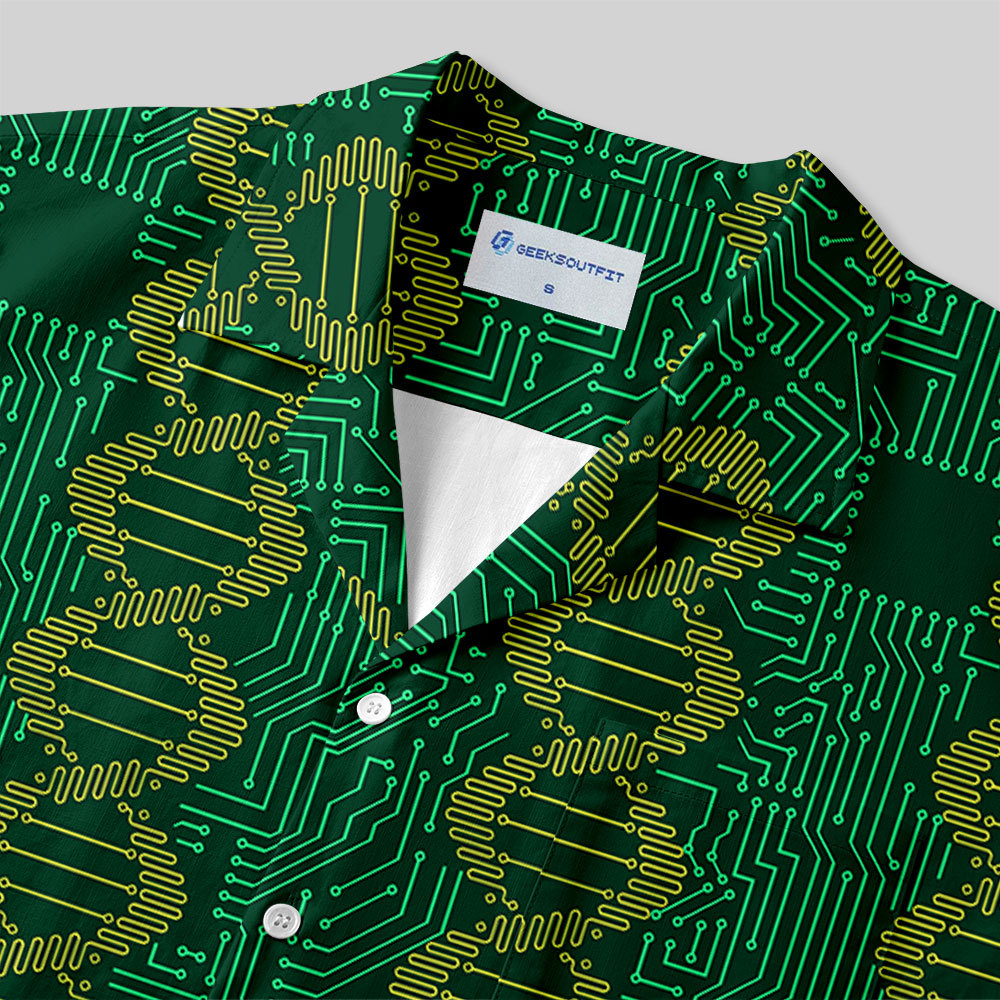DNA Circuit Board Button Up Pocket Shirt