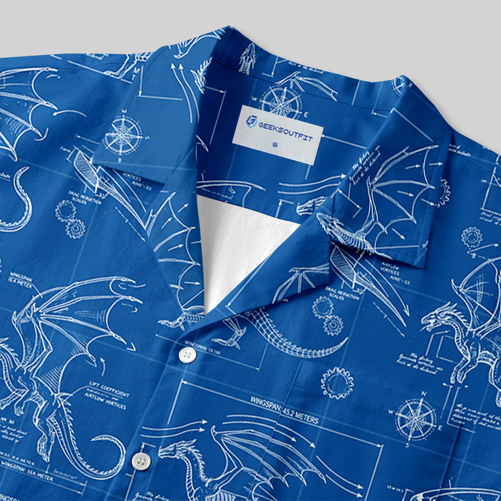 Dinosaur Blueprint Button Up Pocket Shirt