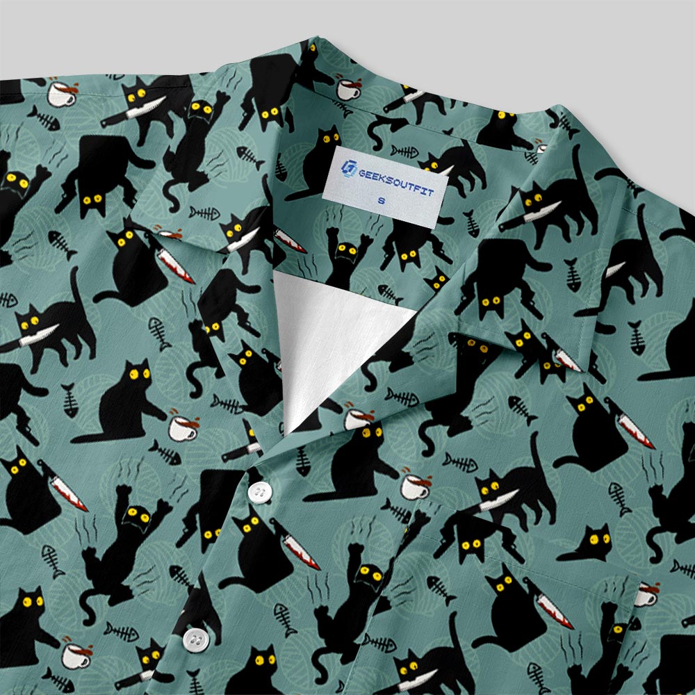 Naughty Kitten Button Up Pocket Shirt