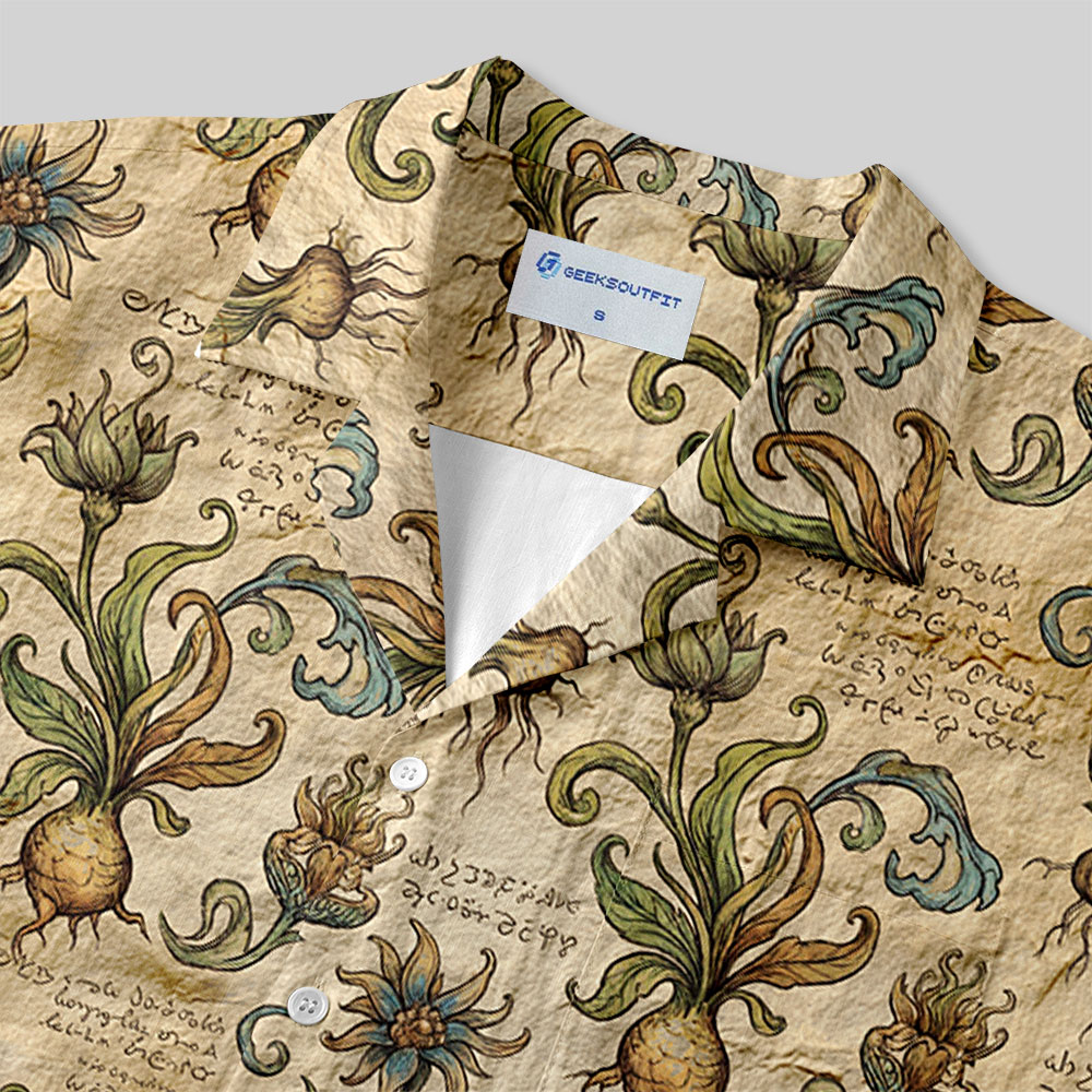 Voynich Manuscript Button Up Pocket Shirt