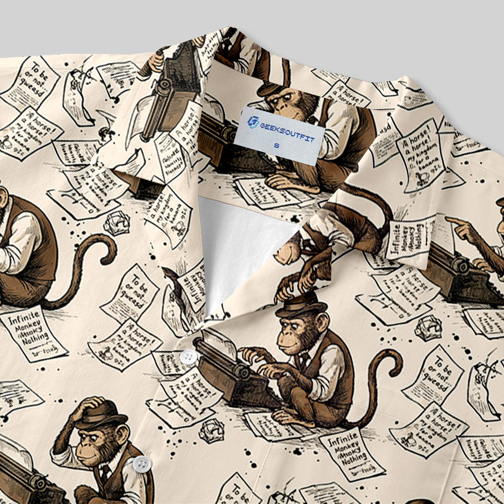 Monkey Manuscript Button Up Pocket Shirt
