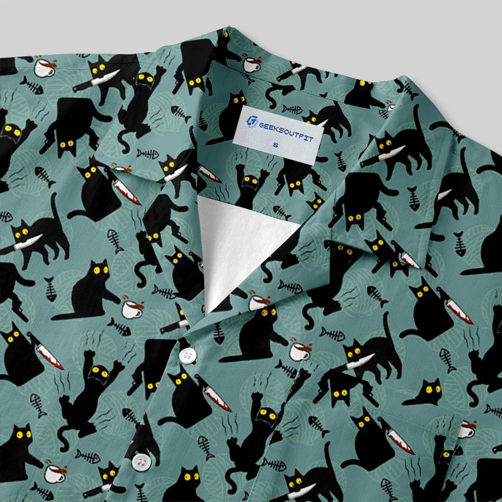Naughty Kitten Button Up Pocket Shirt