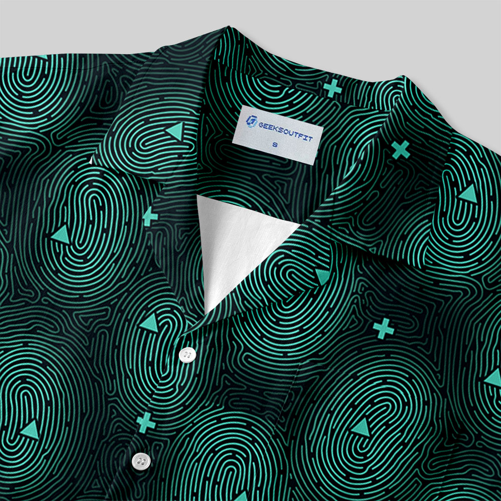 Fingerprint Contours Button Up Pocket Shirt