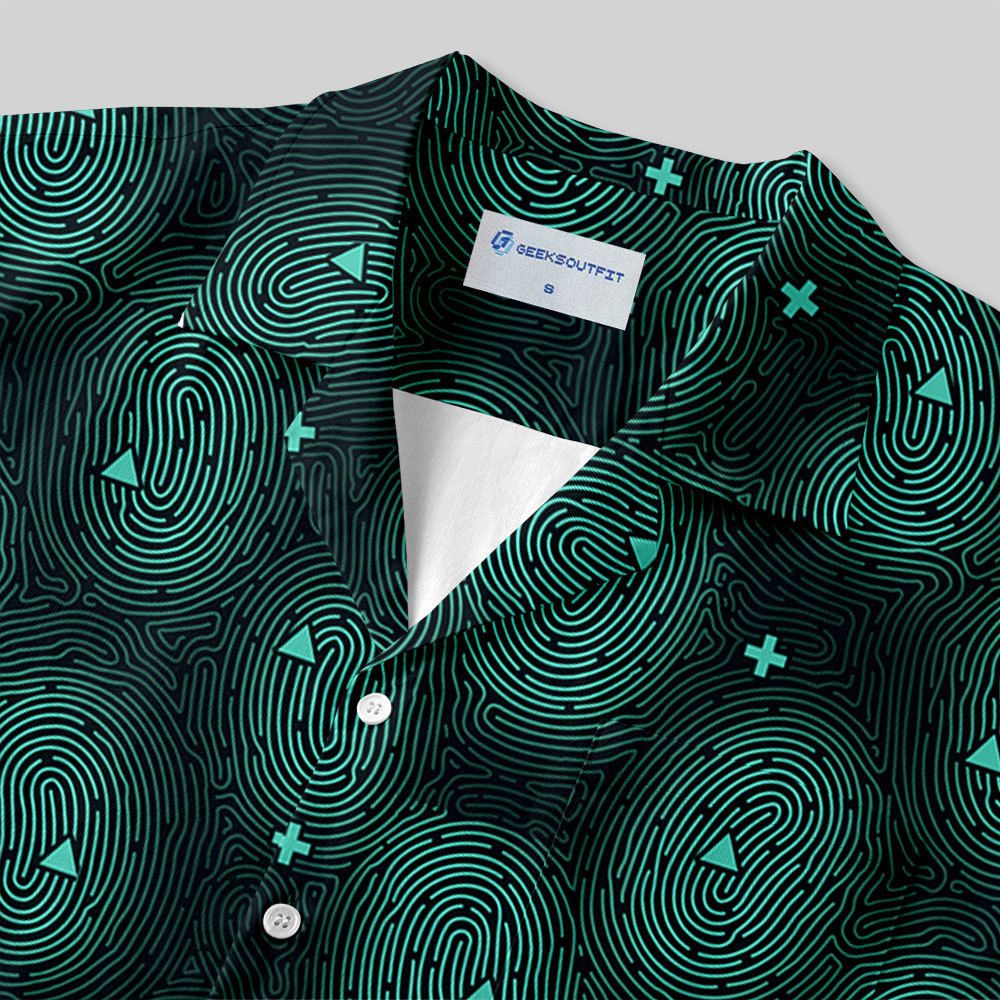 Fingerprint Contours Button Up Pocket Shirt