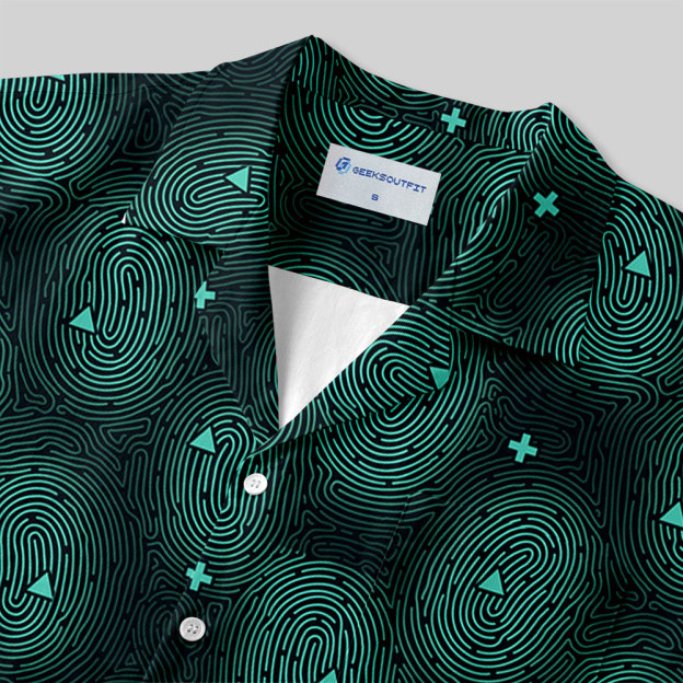 Fingerprint Contours Button Up Pocket Shirt