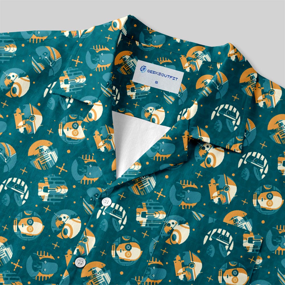 Space Science Fiction Robot Button Up Pocket Shirt
