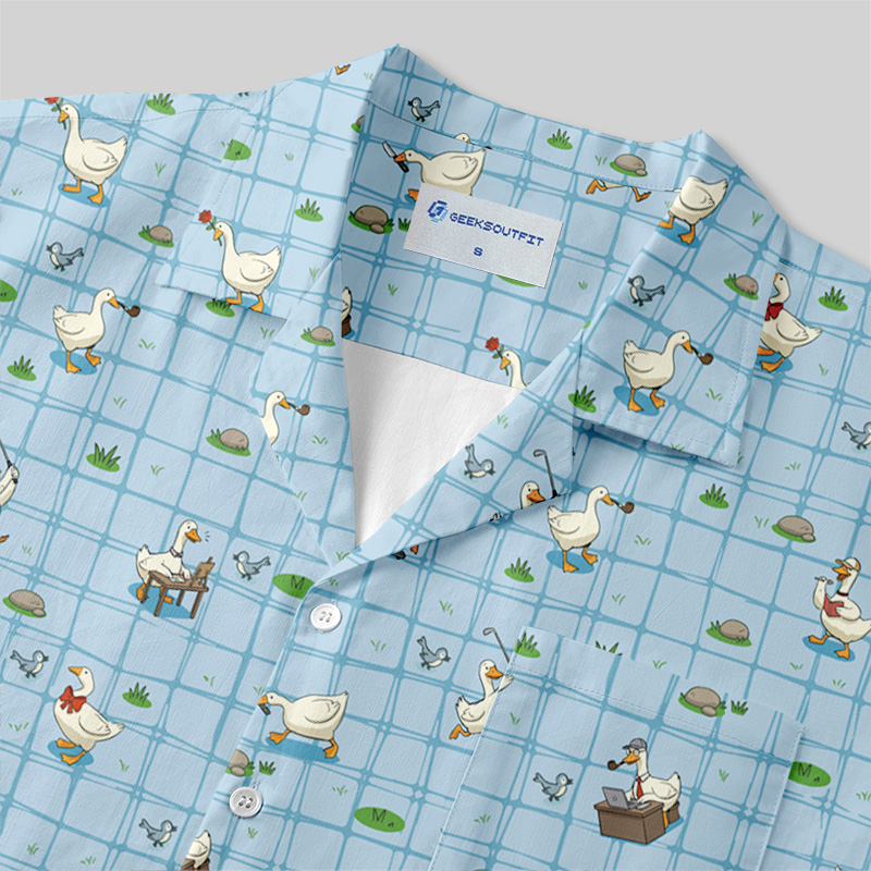 Blue Checkered Goose Button Up Pocket Shirt