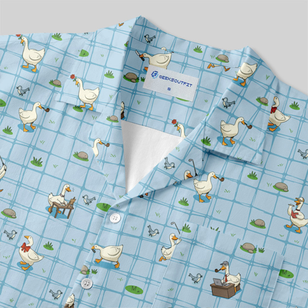 Blue Checkered Goose Button Up Pocket Shirt