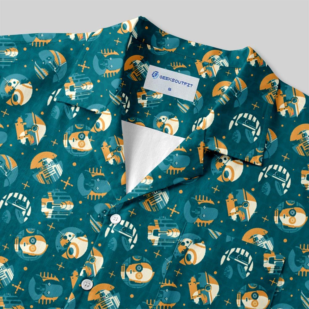 Space Science Fiction Robot Button Up Pocket Shirt