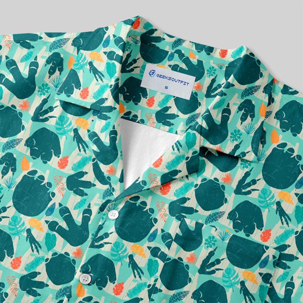 Dinosaur Footprints Hawaii Button Up Pocket Shirt