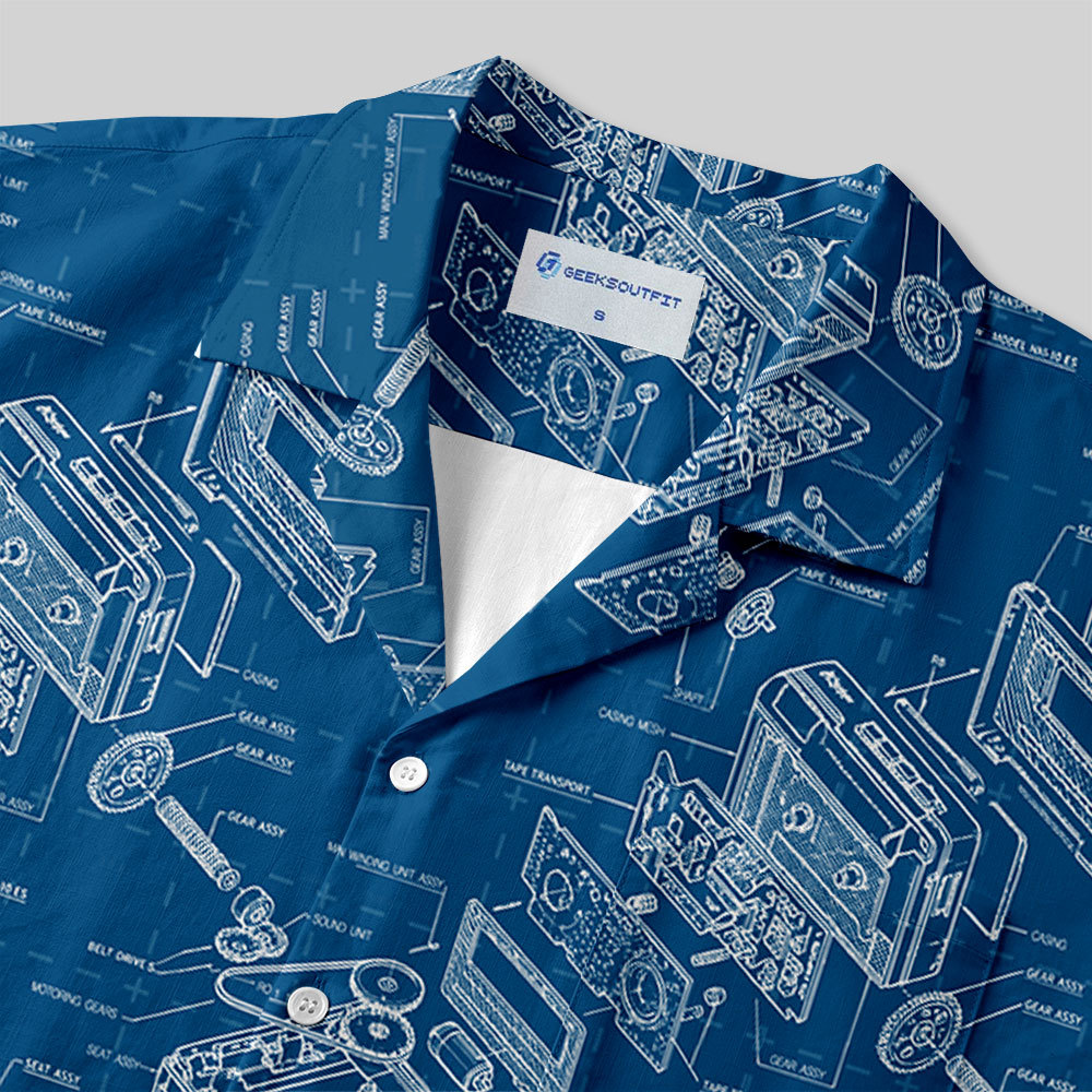 Cassette Blueprint Button Up Pocket Shirt