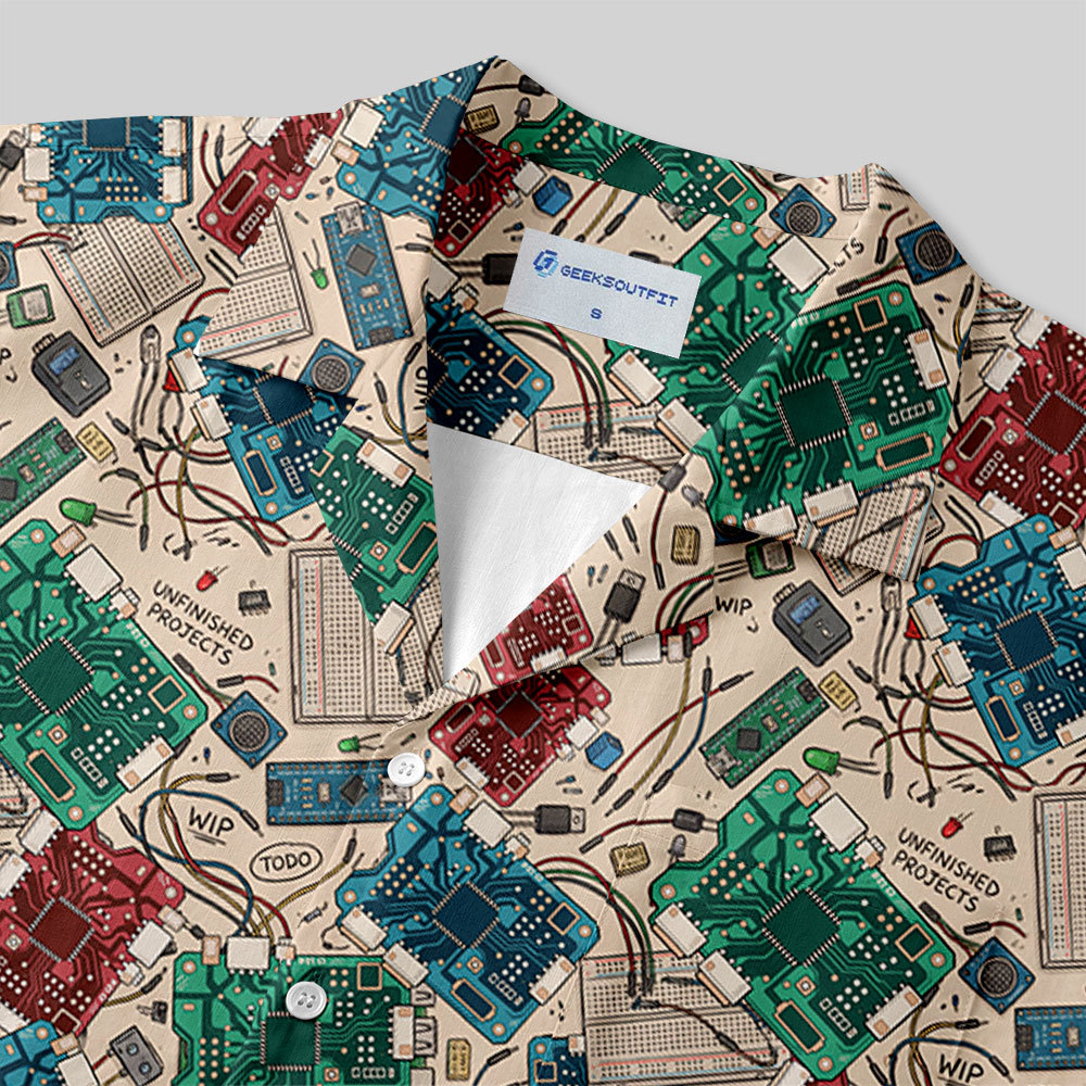 Tech Collage Button Up Pocket Shirt