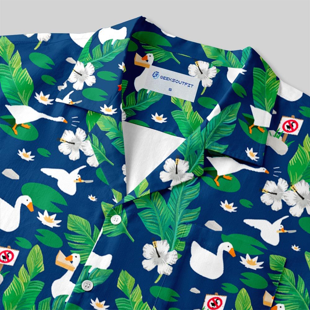 Tropical Swan Button Up Pocket Shirt